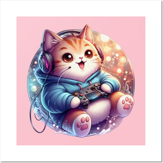 Gamer cat Wall Art by Cute&Brave